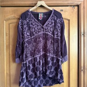 Johnny Was Deep Purple Embroidered Tunic